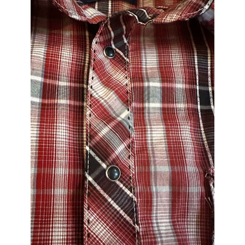 Wrangler Pearl Snap Shirt Mens Size XL Tall, Plaid Long Sleeve Western Cowboy - Picture 3 of 9